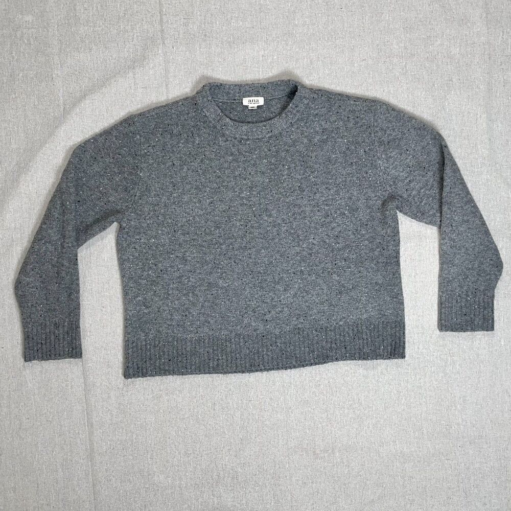 a.n.a. A New Approach | Gray Speckled Crewneck Long Sleeve Sweater | Small